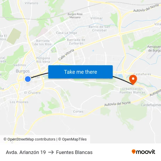 Avda. Arlanzón 19 to Fuentes Blancas map