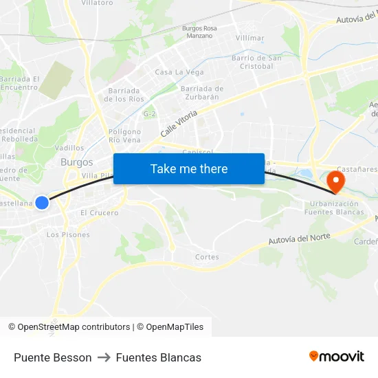 Puente Besson to Fuentes Blancas map