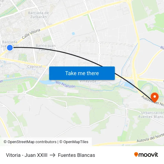 Vitoria - Juan XXIII to Fuentes Blancas map
