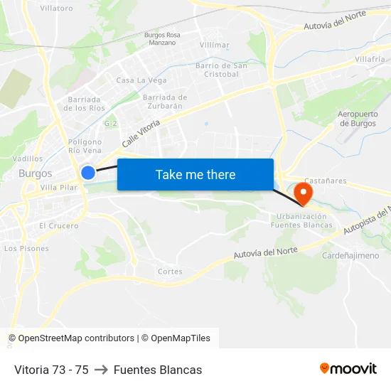 Vitoria 73 - 75 to Fuentes Blancas map