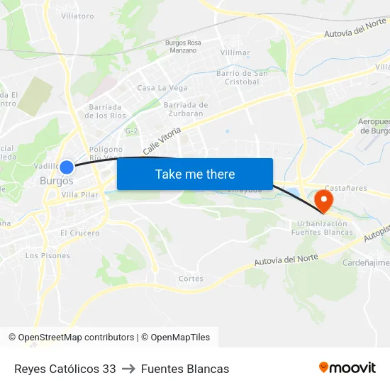 Reyes Católicos 33 to Fuentes Blancas map