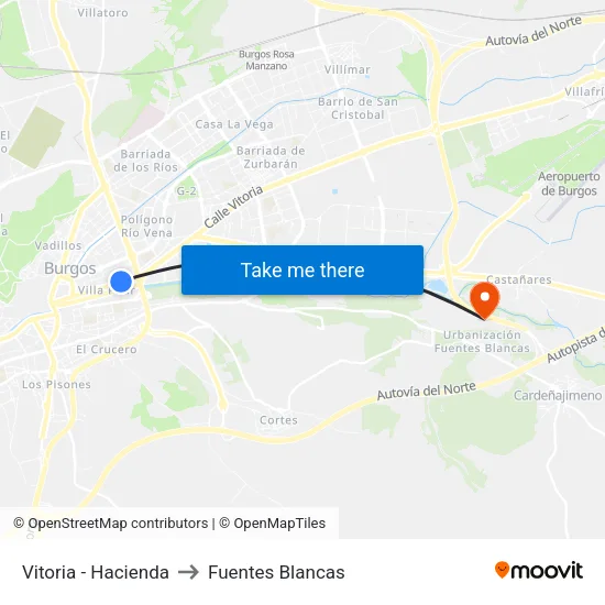 Vitoria - Hacienda to Fuentes Blancas map