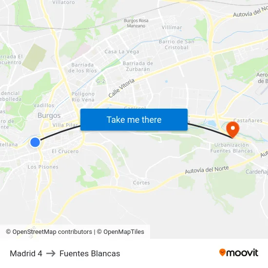 Madrid 4 to Fuentes Blancas map