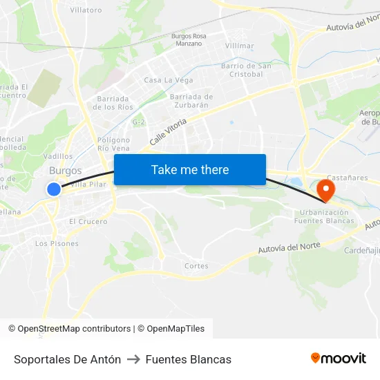 Soportales De Antón to Fuentes Blancas map