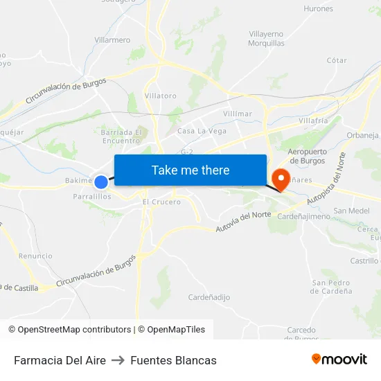 Farmacia Del Aire to Fuentes Blancas map