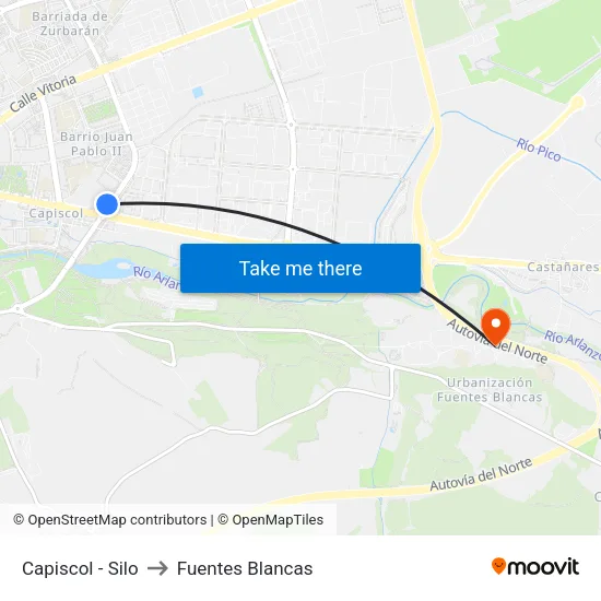 Capiscol - Silo to Fuentes Blancas map
