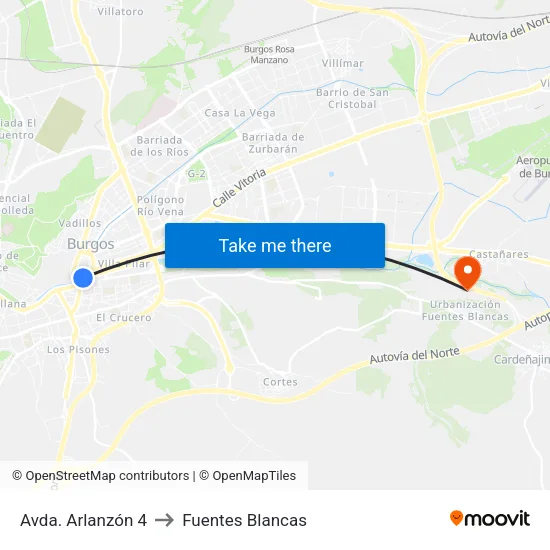 Avda. Arlanzón 4 to Fuentes Blancas map