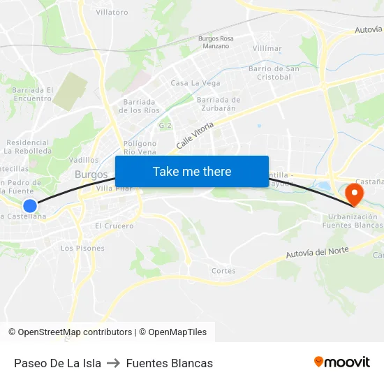 Paseo De La Isla to Fuentes Blancas map