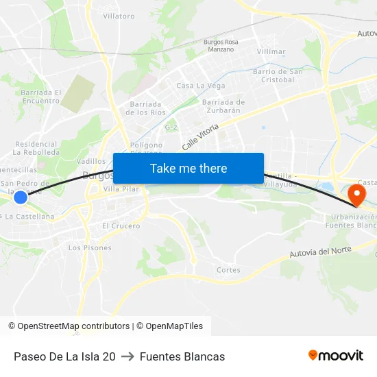 Paseo De La Isla 20 to Fuentes Blancas map
