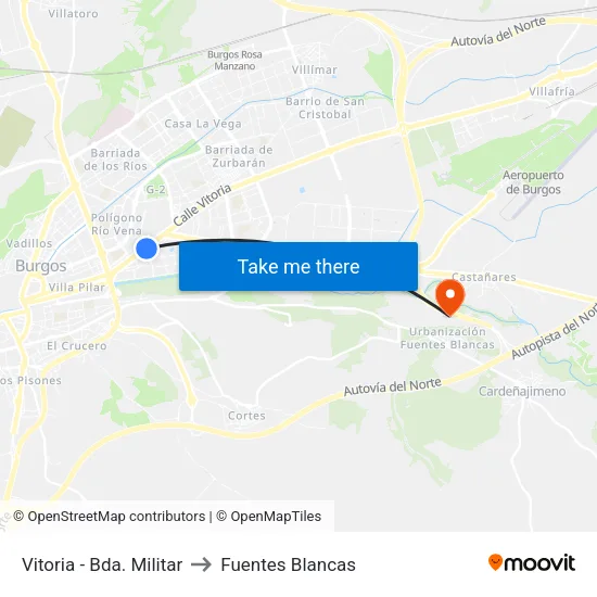 Vitoria - Bda. Militar to Fuentes Blancas map