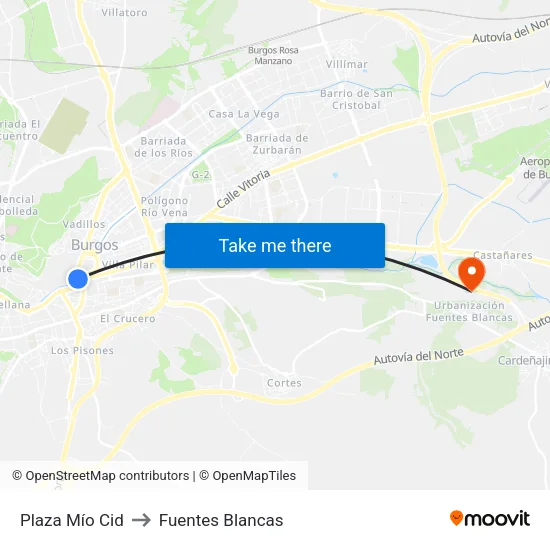 Plaza Mío Cid to Fuentes Blancas map