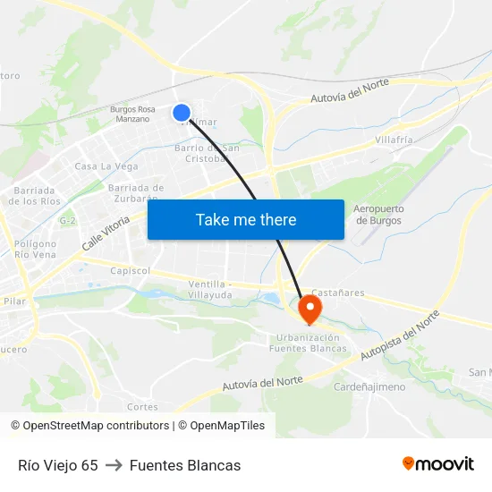 Río Viejo 65 to Fuentes Blancas map