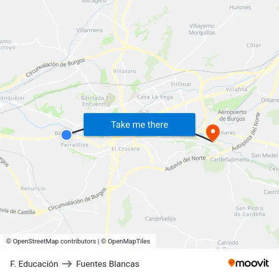 F. Educación to Fuentes Blancas map