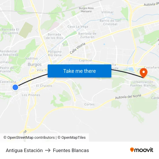 Antigua Estación to Fuentes Blancas map