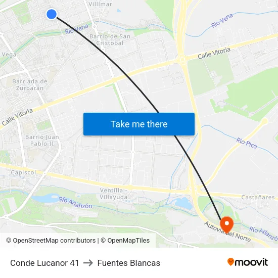 Conde Lucanor 41 to Fuentes Blancas map