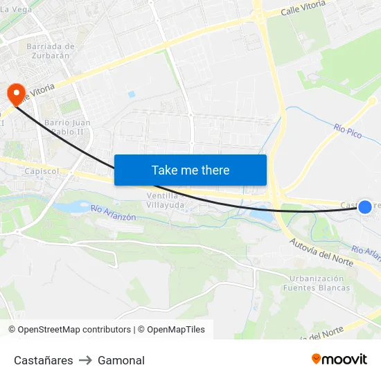 Castañares to Gamonal map
