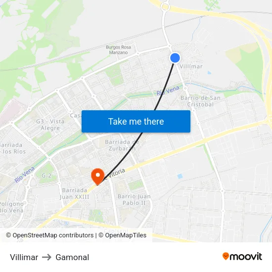 Villimar to Gamonal map