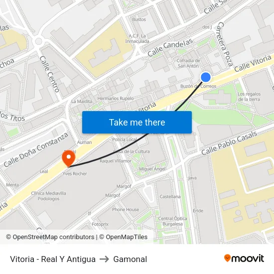 Vitoria - Real Y Antigua to Gamonal map