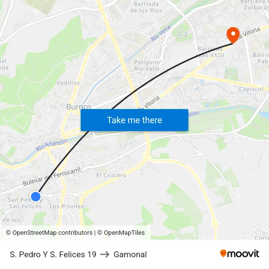S. Pedro Y S. Felices 19 to Gamonal map