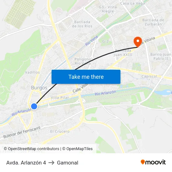 Avda. Arlanzón 4 to Gamonal map