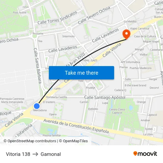 Vitoria 138 to Gamonal map