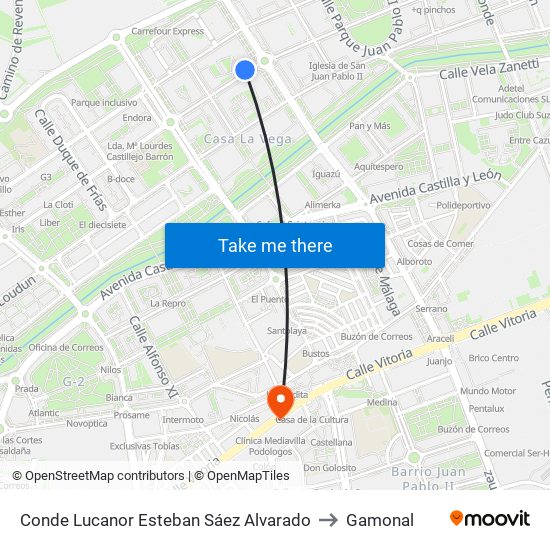 Conde Lucanor - E.S. Alvarado to Gamonal map