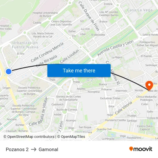 Pozanos 2 to Gamonal map