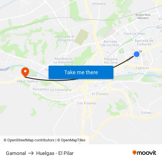 Gamonal to Huelgas - El Pilar map