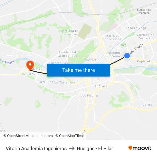 Vitoria - A. Ingenieros to Huelgas - El Pilar map