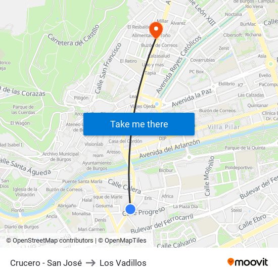 Crucero - San José to Los Vadillos map