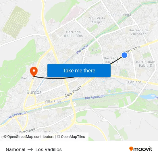 Gamonal to Los Vadillos map