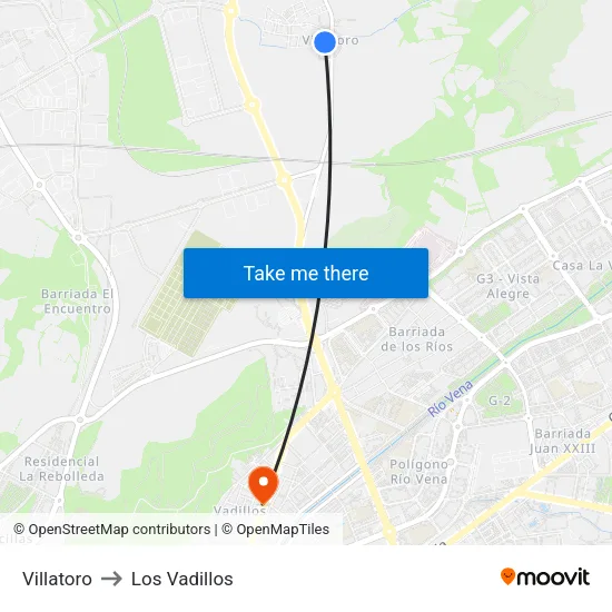 Villatoro to Los Vadillos map