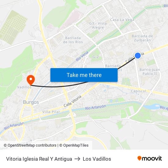 Vitoria - Real Y Antigua to Los Vadillos map