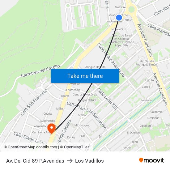 Avda. Del Cid 89 to Los Vadillos map