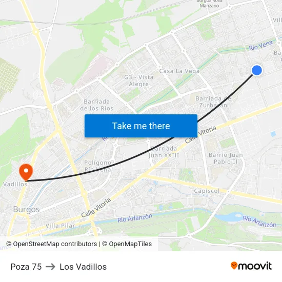 Poza 75 to Los Vadillos map