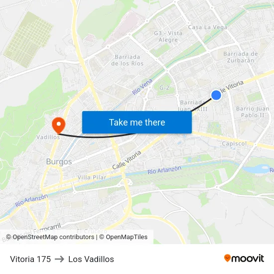 Vitoria 175 to Los Vadillos map
