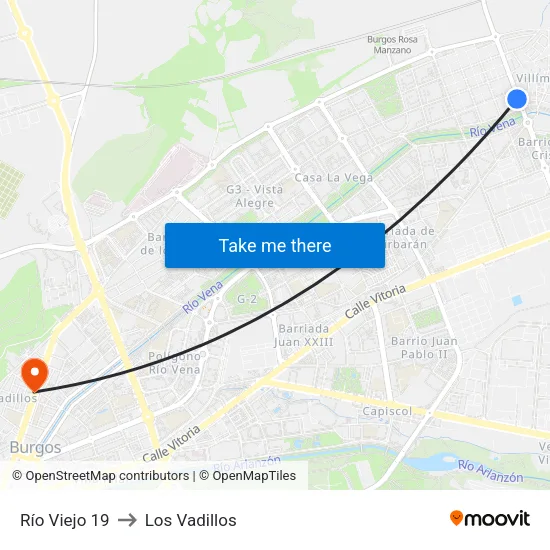 Río Viejo 19 to Los Vadillos map