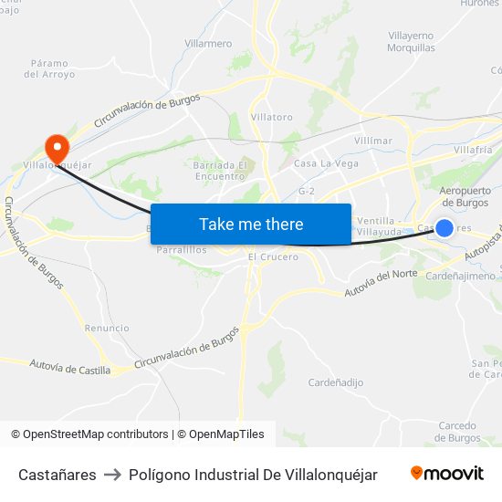 Castañares to Polígono Industrial De Villalonquéjar map