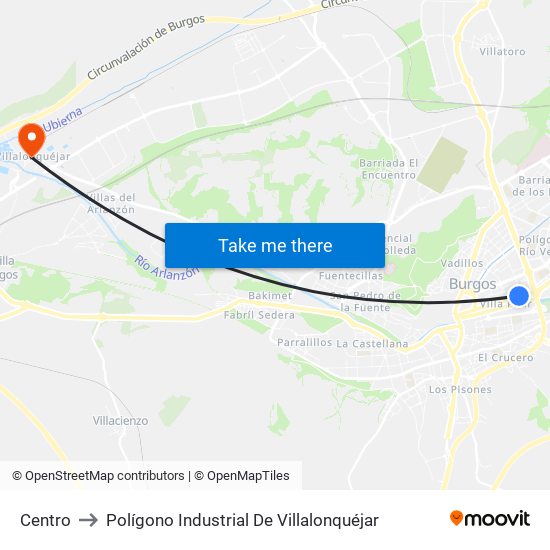 Centro to Polígono Industrial De Villalonquéjar map