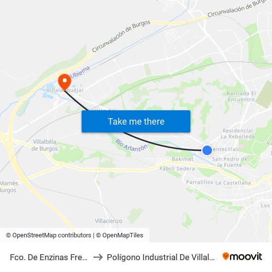 Fco. De Enzinas 28 to Polígono Industrial De Villalonquéjar map