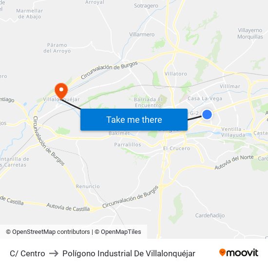 Centro to Polígono Industrial De Villalonquéjar map
