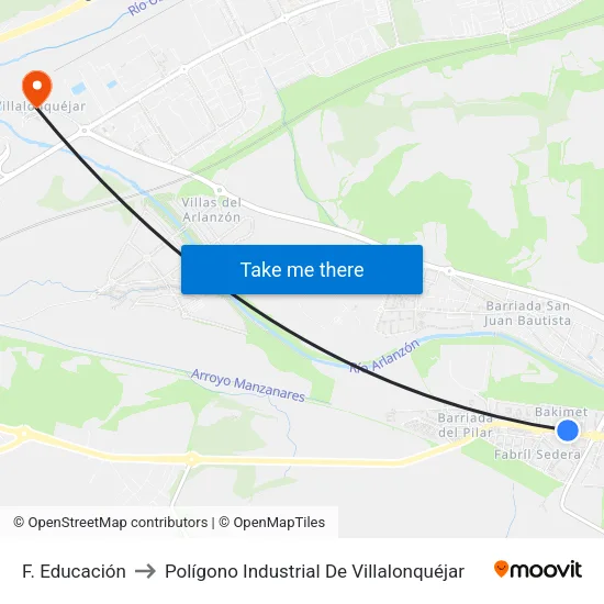 F. Educación to Polígono Industrial De Villalonquéjar map