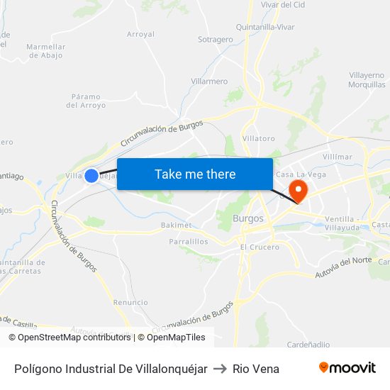 Polígono Industrial De Villalonquéjar to Rio Vena map