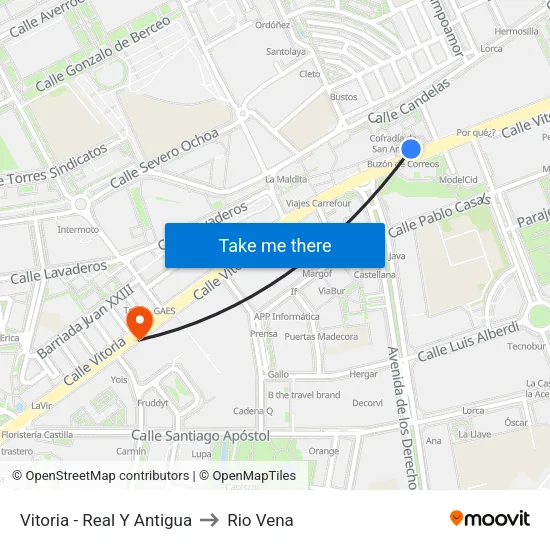 Vitoria - Real Y Antigua to Rio Vena map