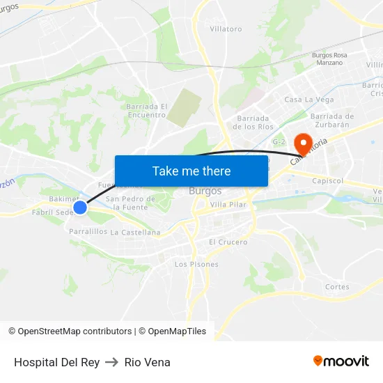 Hospital Del Rey to Rio Vena map