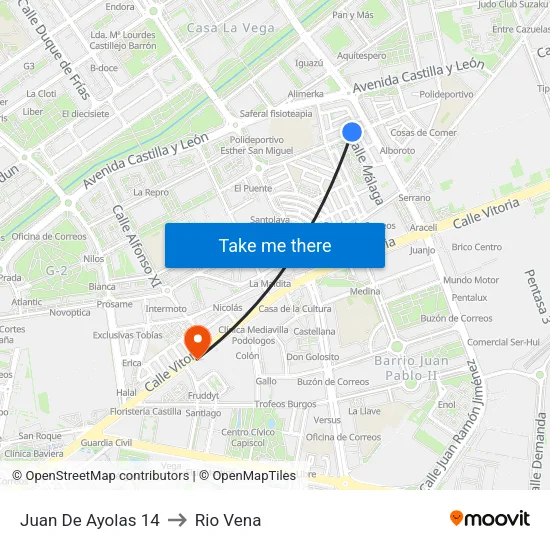 Juan De Ayolas 14 to Rio Vena map