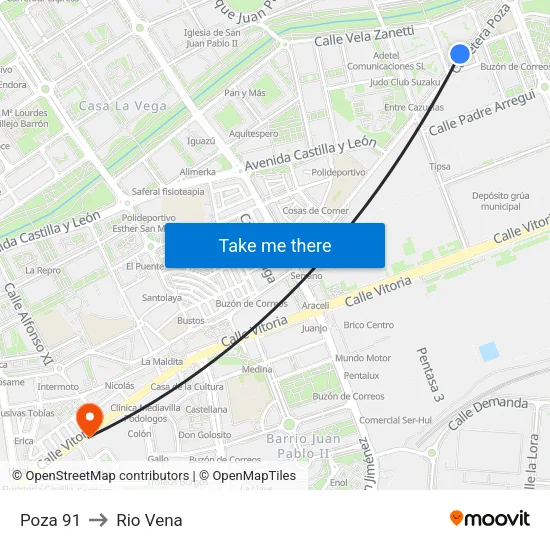 Poza 91 to Rio Vena map