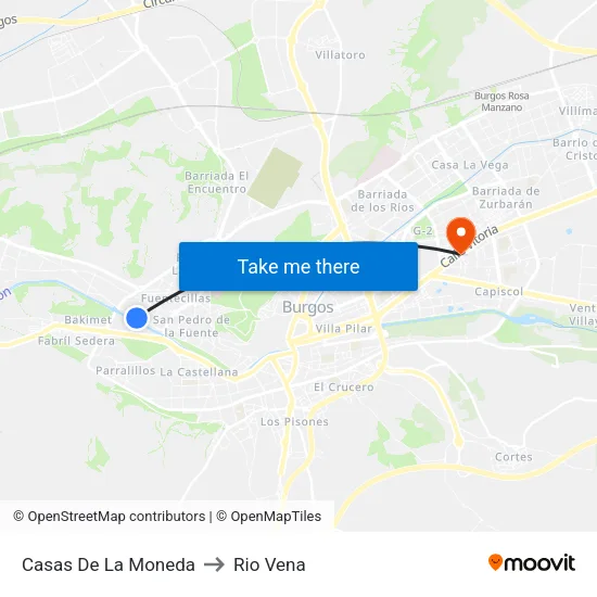 Casas De La Moneda to Rio Vena map