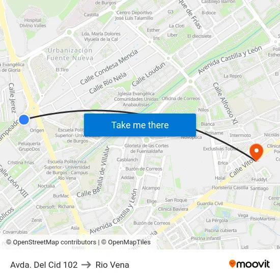 Avda. Del Cid 102 to Rio Vena map