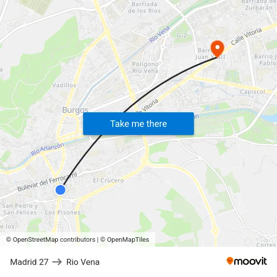 Madrid 27 to Rio Vena map